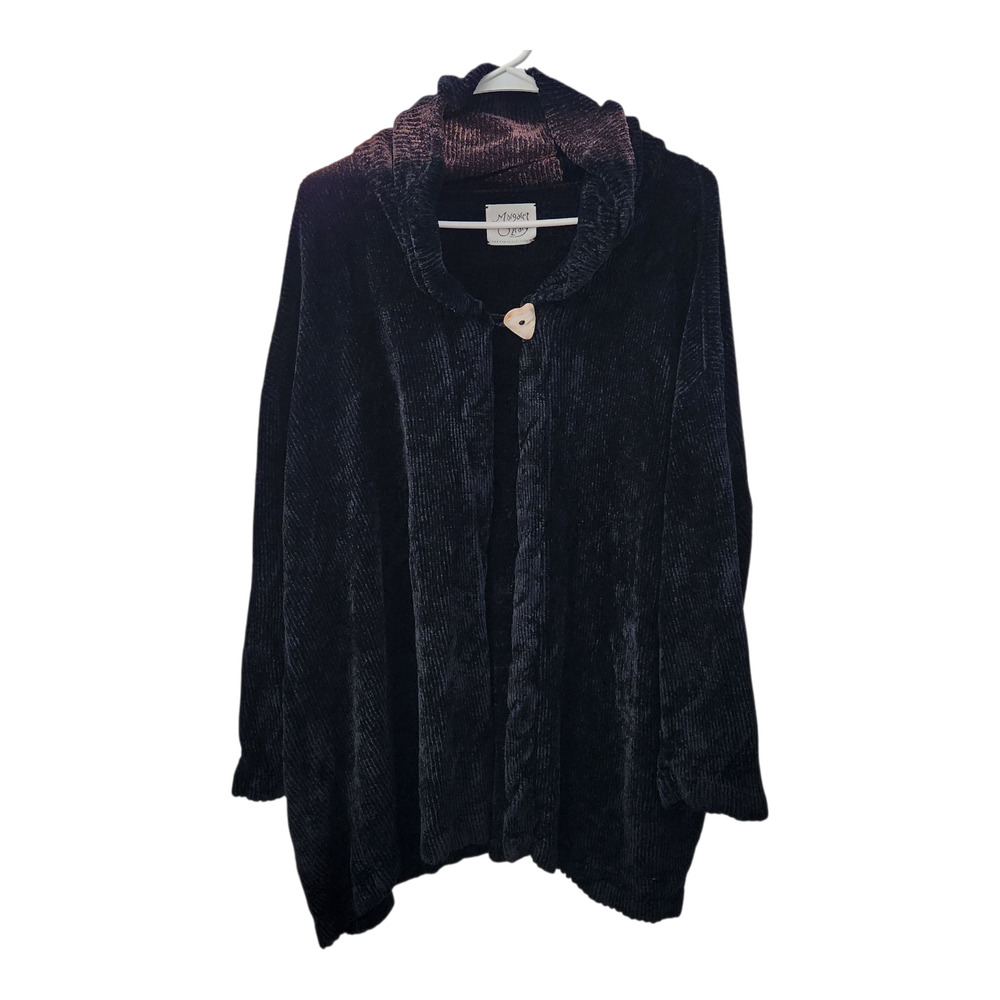 Margaret O'leary Velour Chuncky Cardigan Black Retro Fall Cozycore Designer